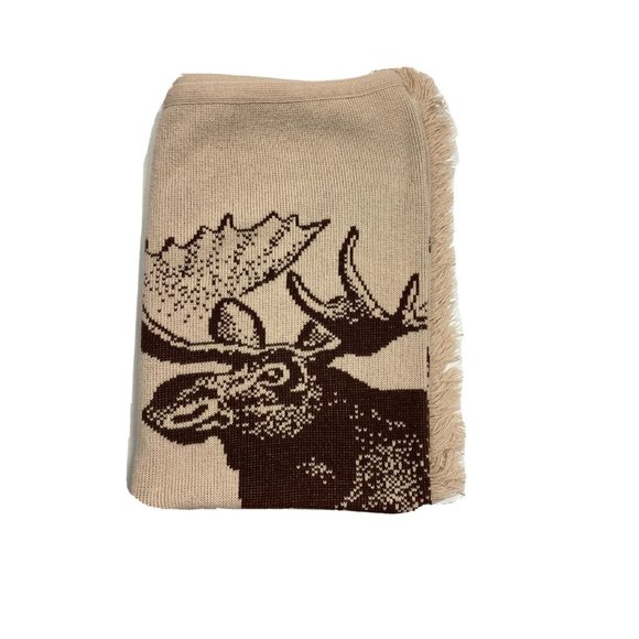 Rare Vintage 1970s Logo Knits Moose Lodge Blanket Club Quilt Large Elks Retro - Picture 2 of 8